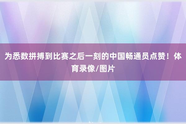 为悉数拼搏到比赛之后一刻的中国畅通员点赞！体育录像/图片