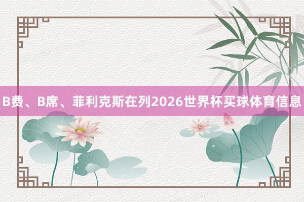 B费、B席、菲利克斯在列2026世界杯买球体育信息