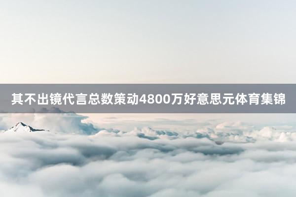 其不出镜代言总数策动4800万好意思元体育集锦