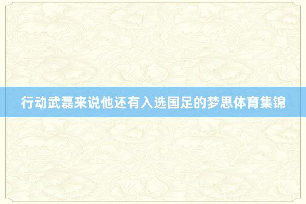 行动武磊来说他还有入选国足的梦思体育集锦