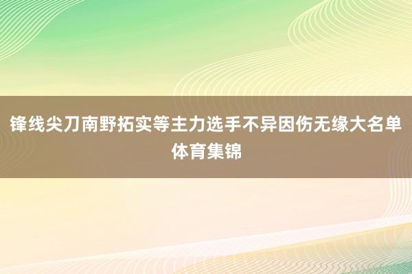 锋线尖刀南野拓实等主力选手不异因伤无缘大名单体育集锦